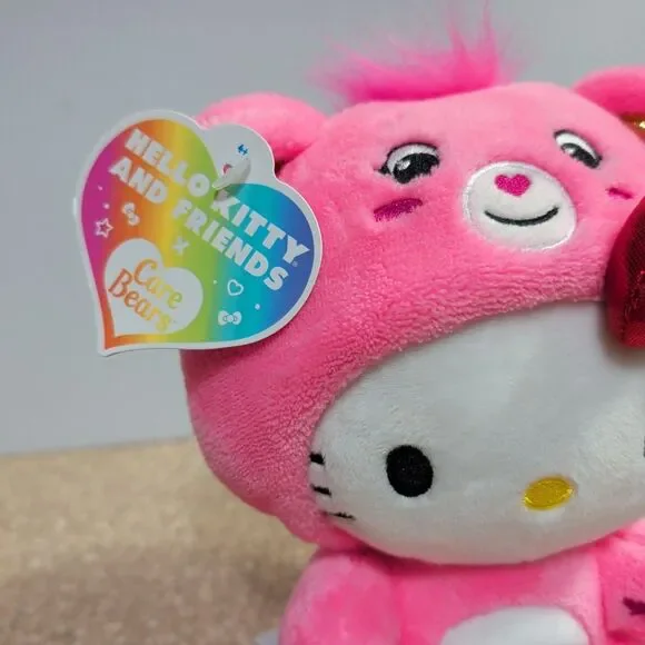 Care Bears Hello Kitty Dressed As Cheer Bear 8" Fun-Size Plush Soft Stuffie Toy - Picture 2 of 9